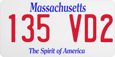 MA license plate 135VD2