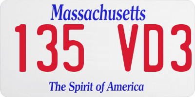 MA license plate 135VD3