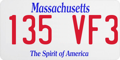MA license plate 135VF3