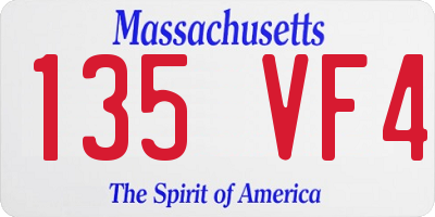 MA license plate 135VF4
