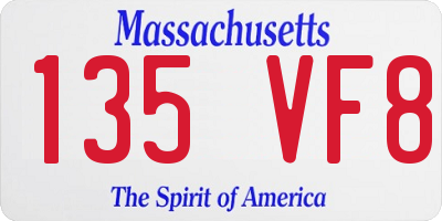 MA license plate 135VF8