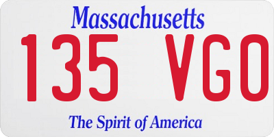 MA license plate 135VG0