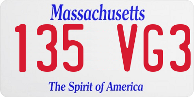 MA license plate 135VG3
