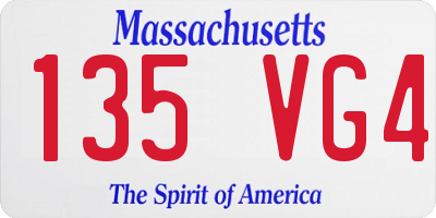 MA license plate 135VG4
