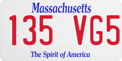 MA license plate 135VG5