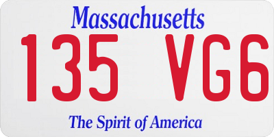 MA license plate 135VG6