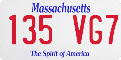 MA license plate 135VG7