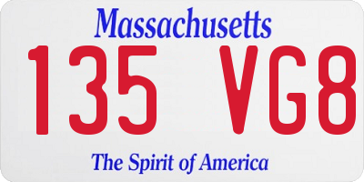 MA license plate 135VG8