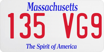 MA license plate 135VG9