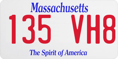 MA license plate 135VH8