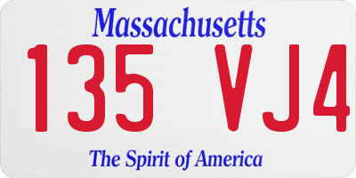 MA license plate 135VJ4