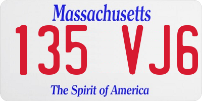MA license plate 135VJ6