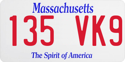 MA license plate 135VK9
