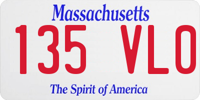 MA license plate 135VL0