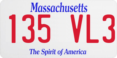 MA license plate 135VL3