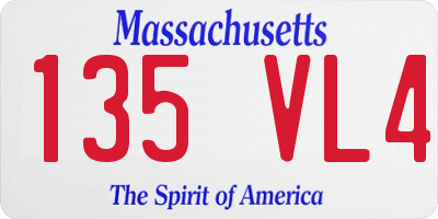 MA license plate 135VL4
