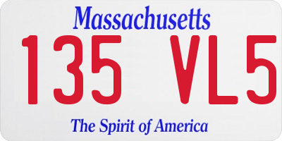 MA license plate 135VL5
