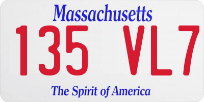 MA license plate 135VL7