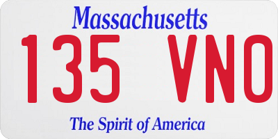 MA license plate 135VN0