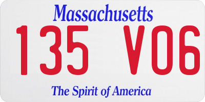 MA license plate 135VO6