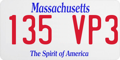 MA license plate 135VP3