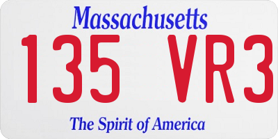 MA license plate 135VR3