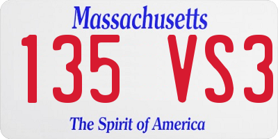 MA license plate 135VS3