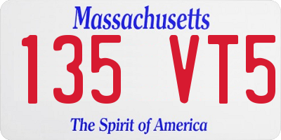 MA license plate 135VT5