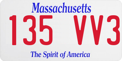MA license plate 135VV3