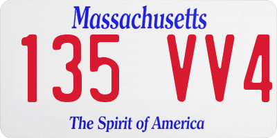 MA license plate 135VV4