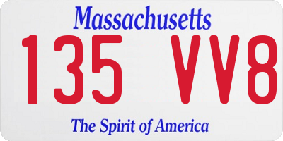 MA license plate 135VV8