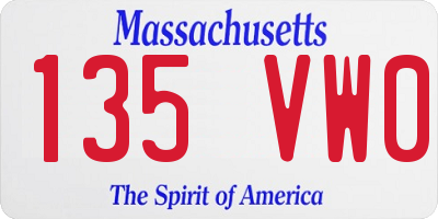 MA license plate 135VW0