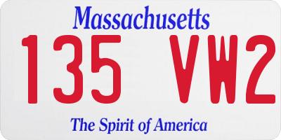 MA license plate 135VW2