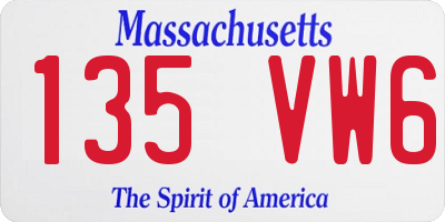 MA license plate 135VW6