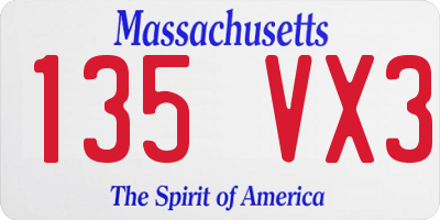 MA license plate 135VX3