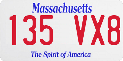 MA license plate 135VX8