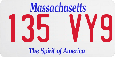 MA license plate 135VY9