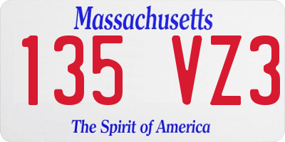 MA license plate 135VZ3
