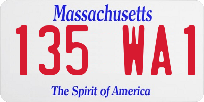 MA license plate 135WA1