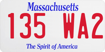MA license plate 135WA2