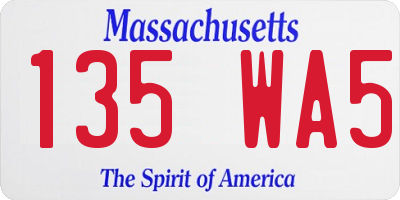 MA license plate 135WA5