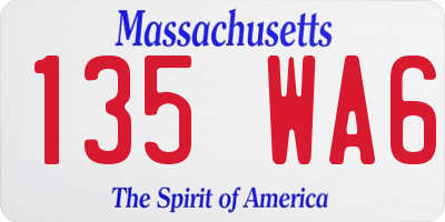 MA license plate 135WA6