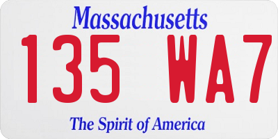 MA license plate 135WA7