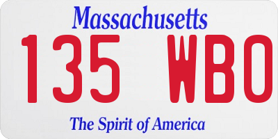 MA license plate 135WB0