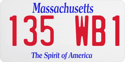 MA license plate 135WB1