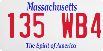 MA license plate 135WB4
