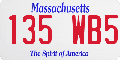 MA license plate 135WB5