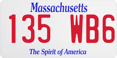 MA license plate 135WB6