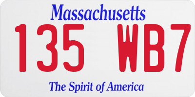 MA license plate 135WB7