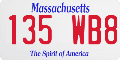 MA license plate 135WB8